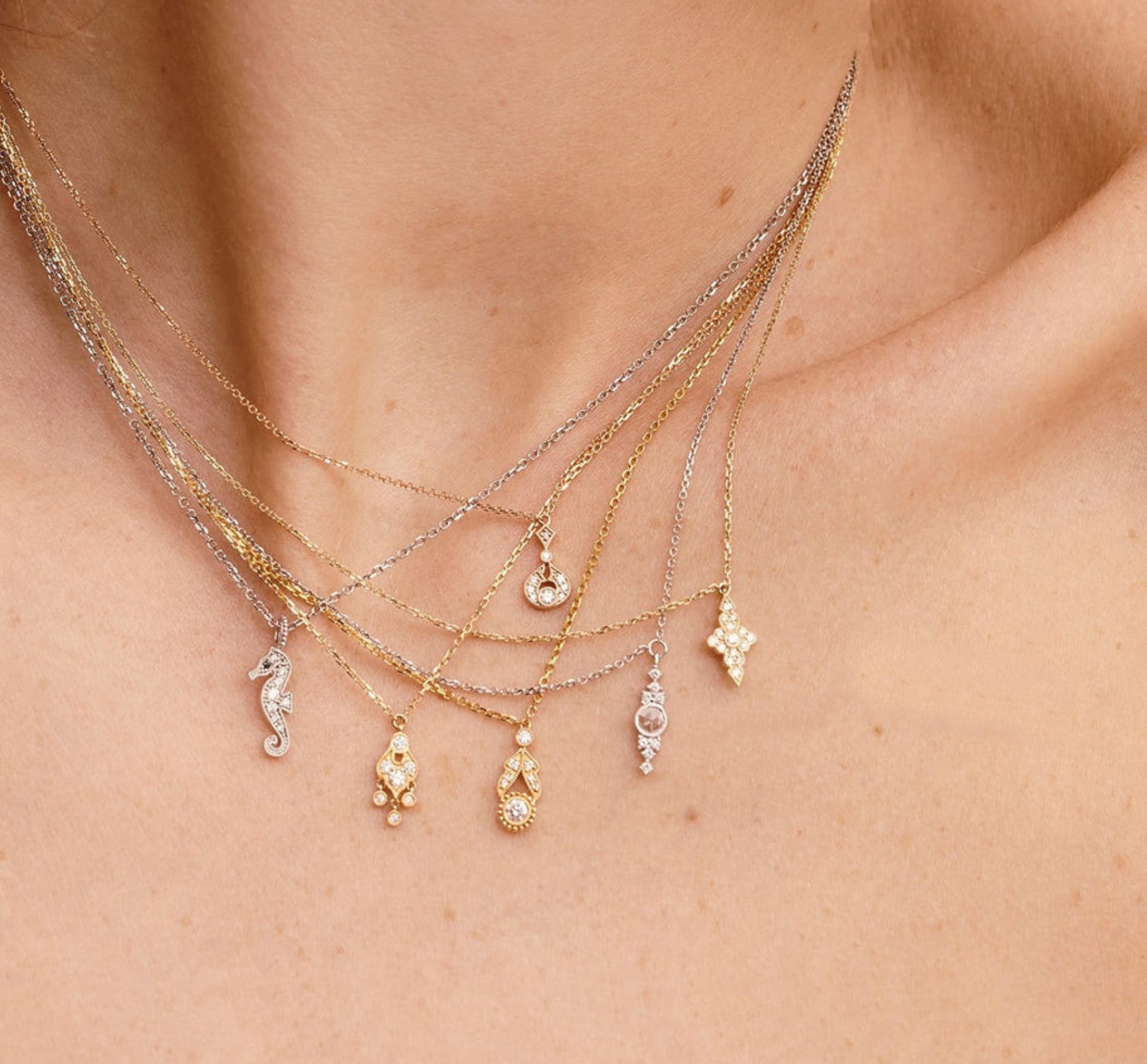 Collier Swan en or jaune 18K sertie de diamants - Or jaune