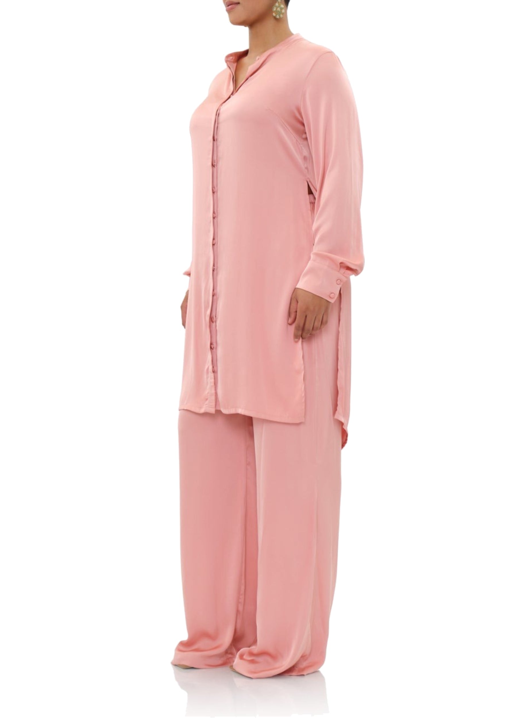 Uchi satin button-down tunic - Peach