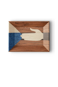 Vide poche Edgar en bois - Marron & Bleu