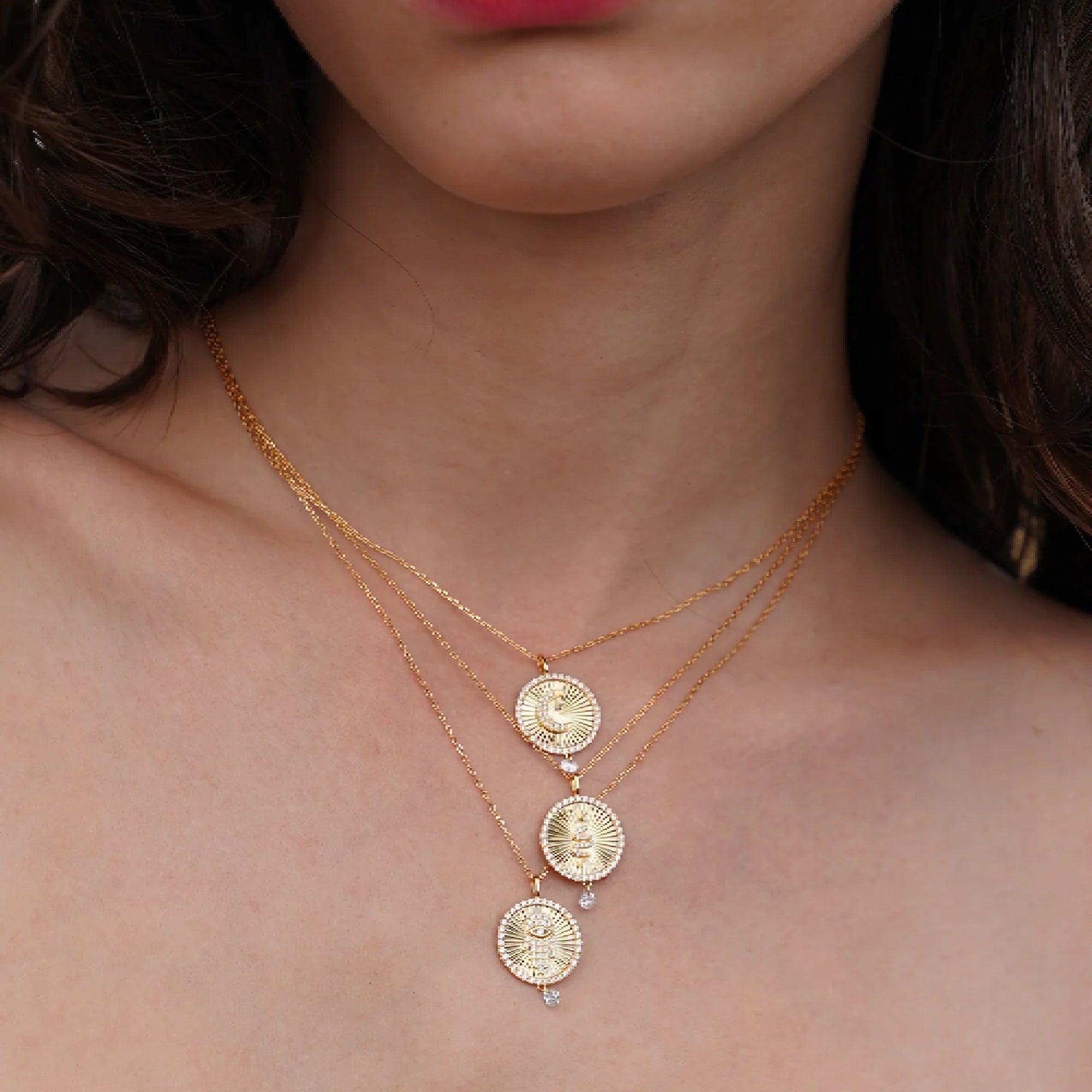 Collier Talisman Porte-bonheur Lune - Plaqué Or