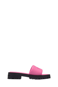 The Slide leather mules - Bow Pink