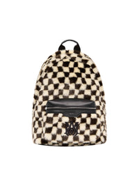FAUX FUR CHECKERED BACKPACK