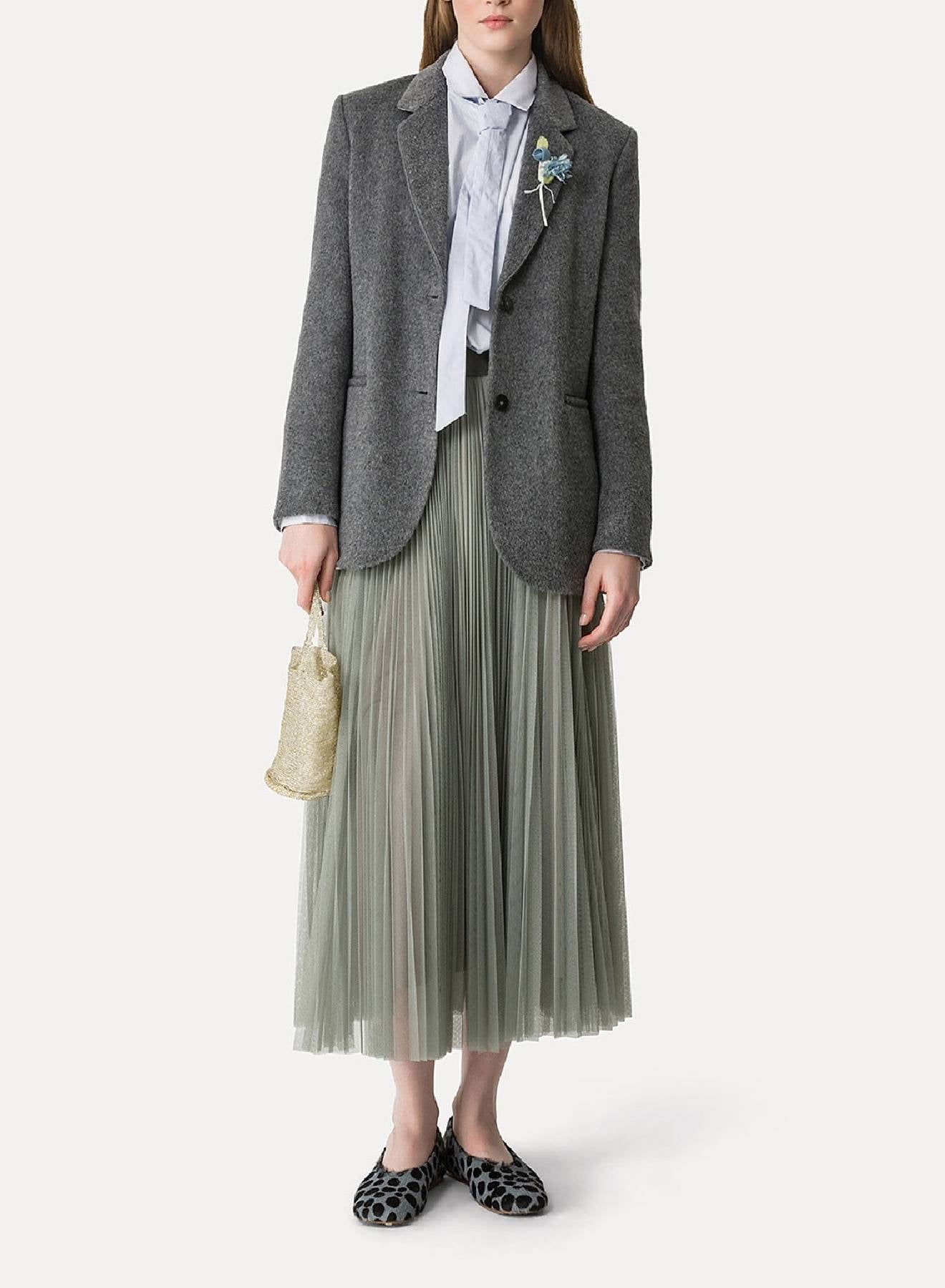 Veste oversize en laine - Grigio Melange