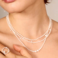 Collier de perles Aphrodite serti de diamants - Or Jaune