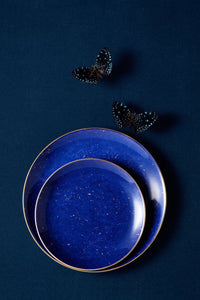 Assiette de présentation Lapis en porcelaine & or - Bleu
