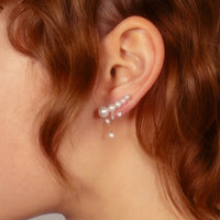 Mono puce Aphrodite ornée de perles & sertie de diamants - Or Blanc