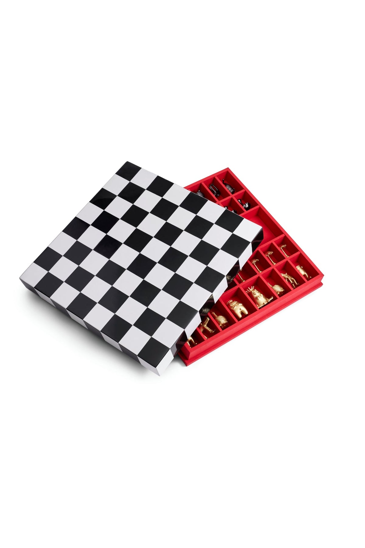 Jeu d'échecs Haas Jeux en laiton - Blanc, Noir, Rouge & Or