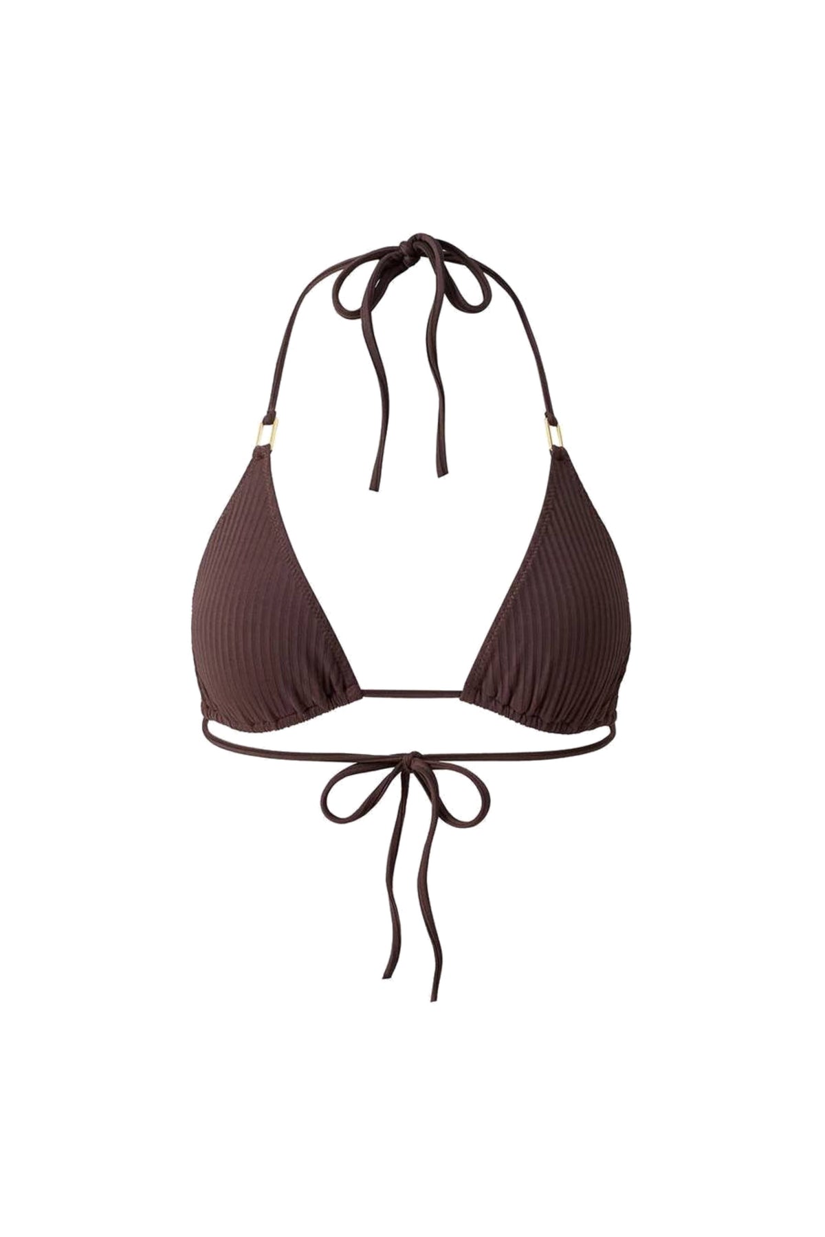 Haut de bikini triangle Cancun texturé - Brown Ribbed