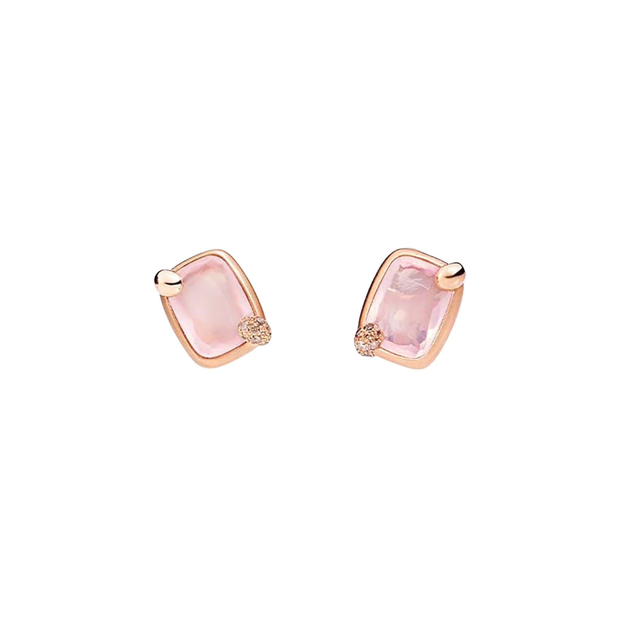 Boucles d'oreilles Ritratto en Or rose 18K & Quartz rose & Diamant