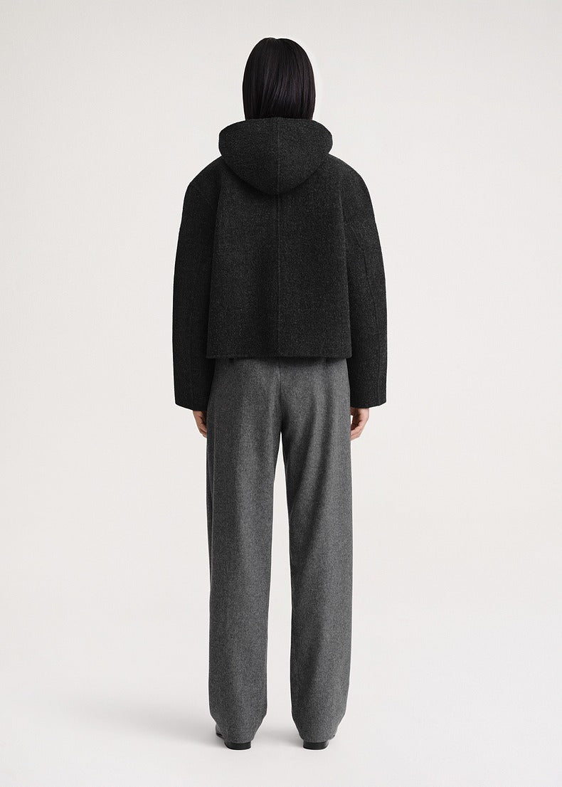 Veste courte en feutre de laine - Dark Grey Melange