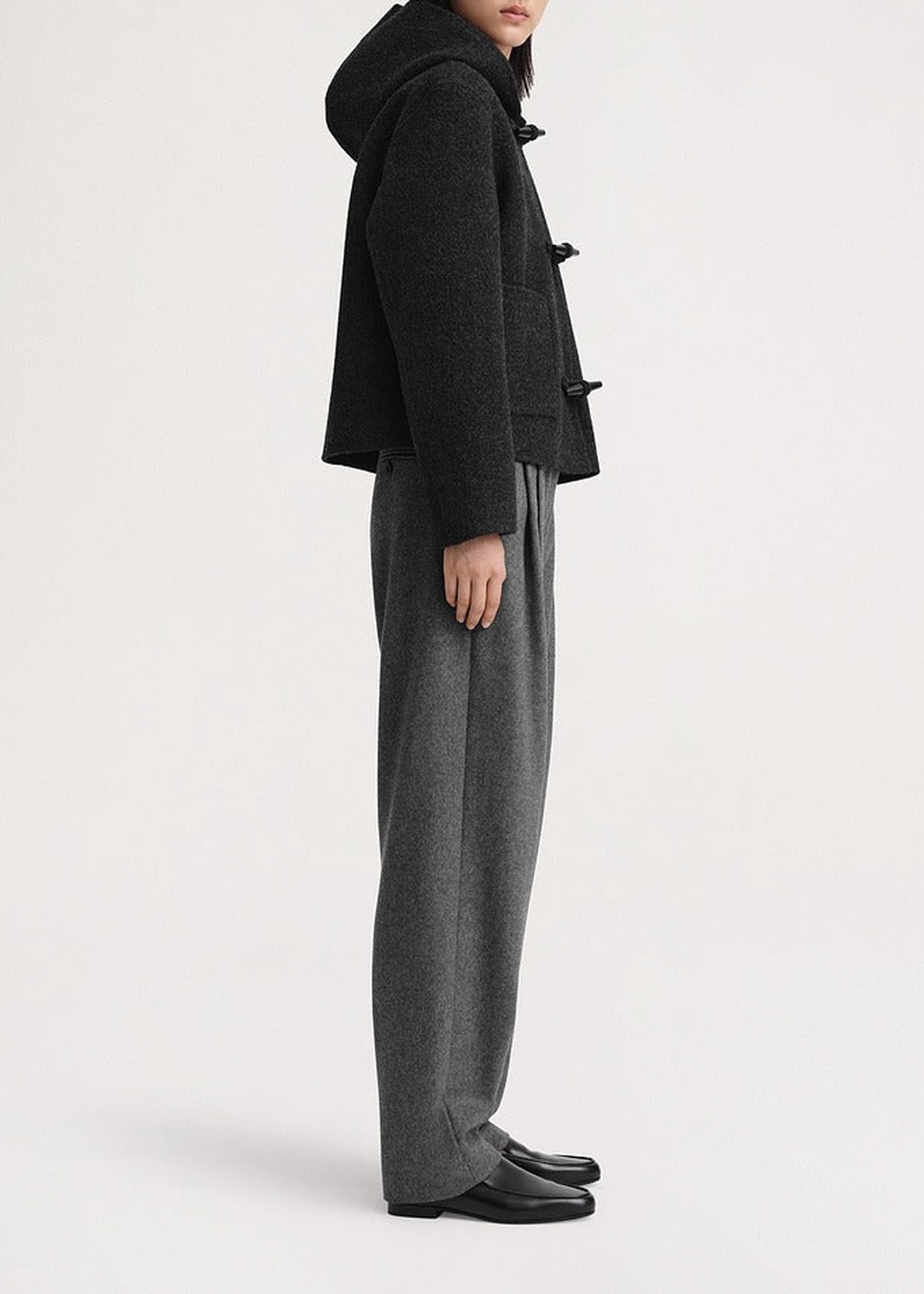 Veste courte en feutre de laine - Dark Grey Melange