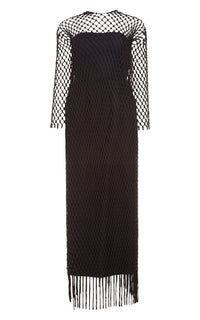 Black / Robe Barnett avec macramé en soie en laine - Black