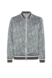 Graphic silk bomber - Green & White