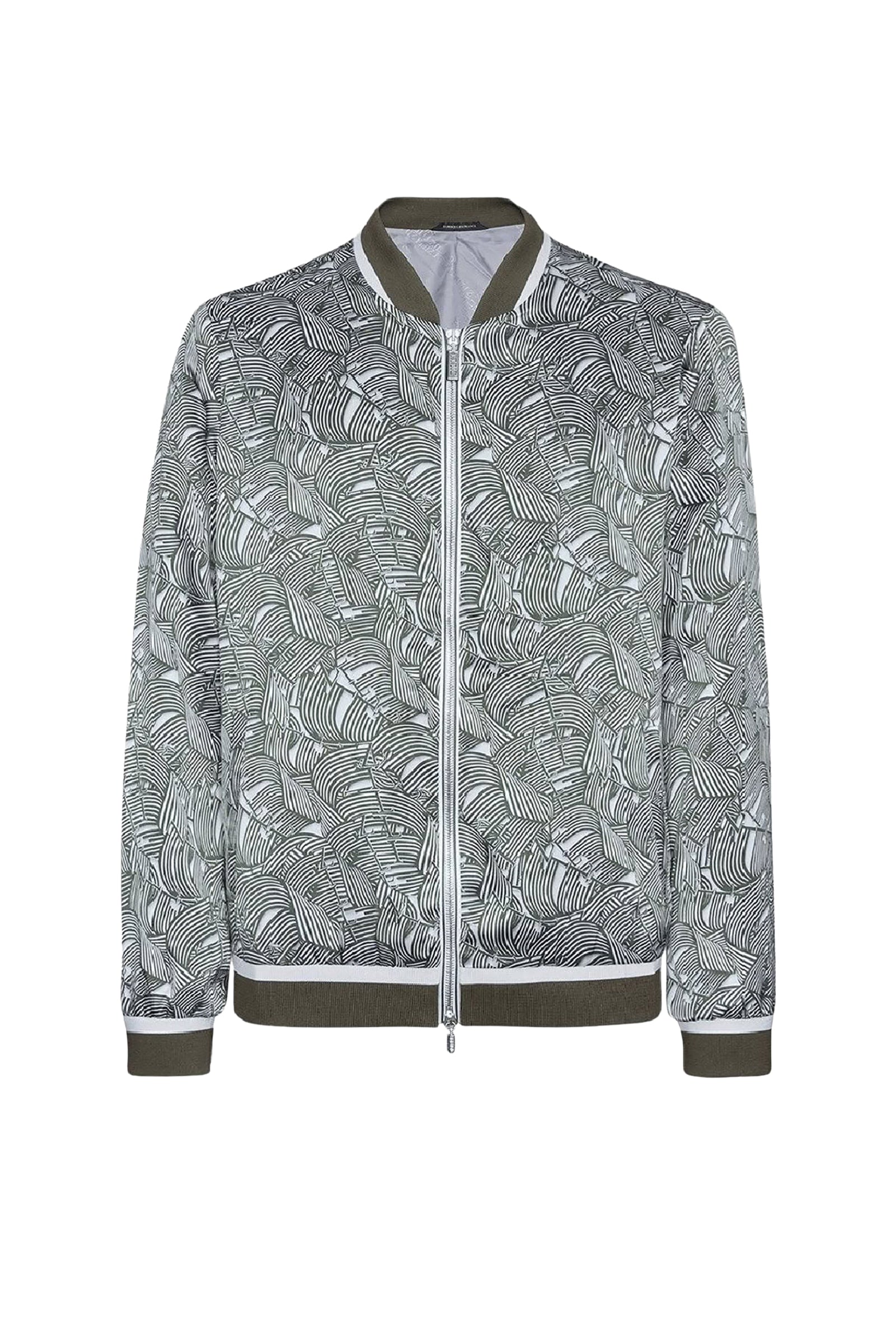 Graphic silk bomber - Green & White