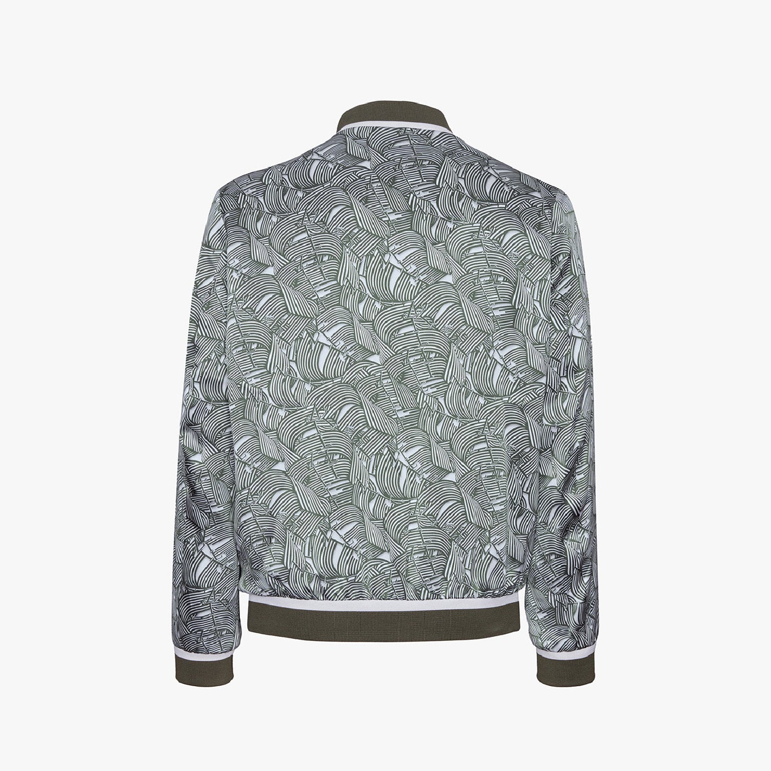 Graphic silk bomber - Green & White