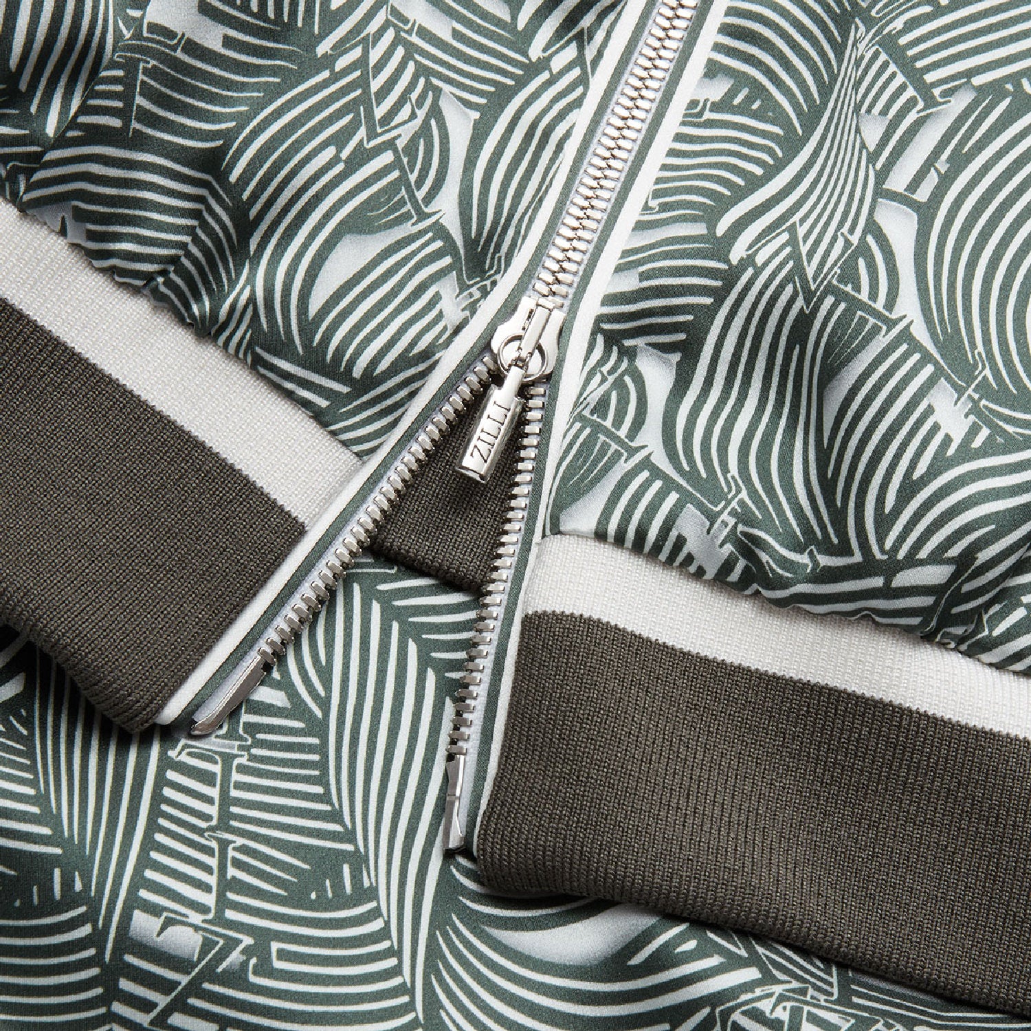 Graphic silk bomber - Green & White