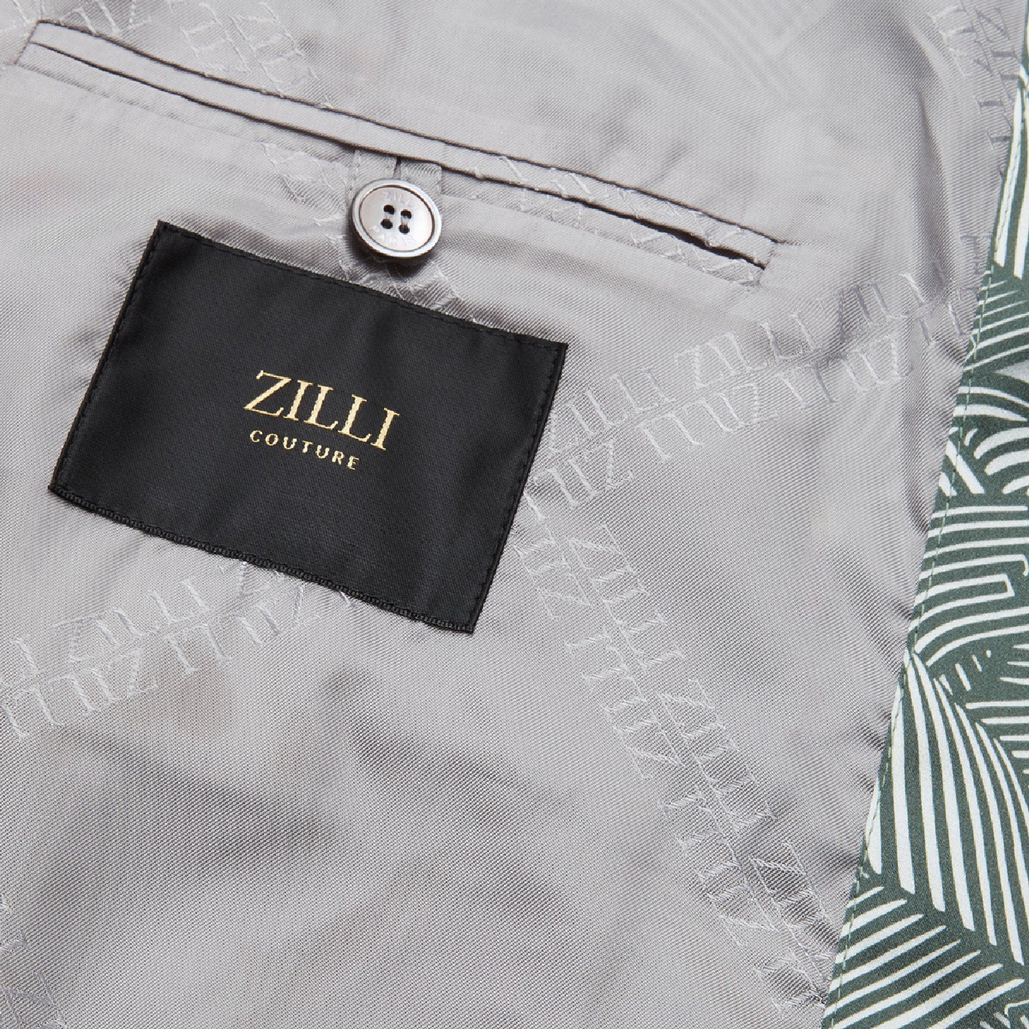 Graphic silk bomber - Green & White