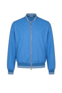 Blouson aviateur à bords-côtes rayés - Bleu & Blanc
