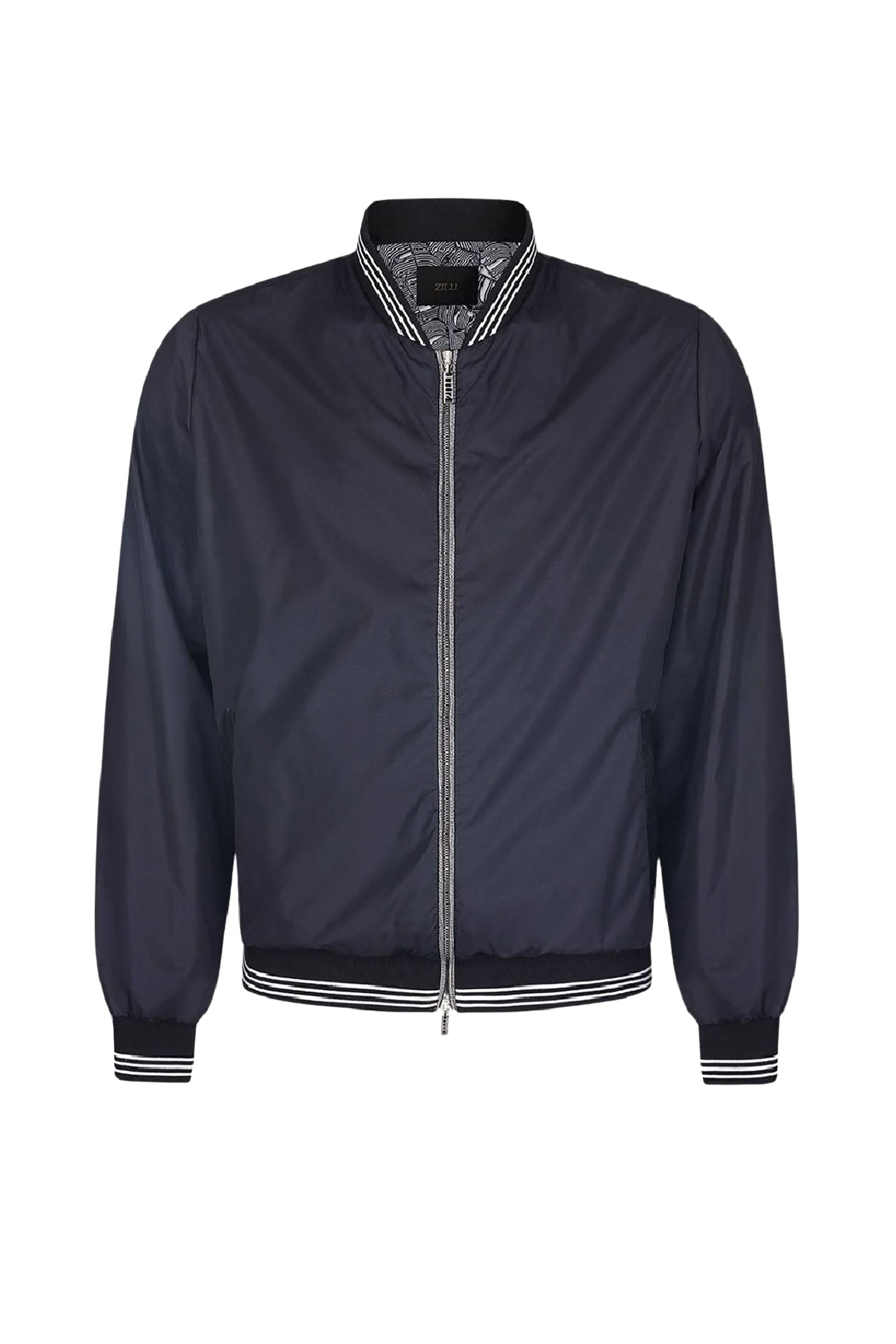 Bomber à bordures rayées et poches - Bleu
