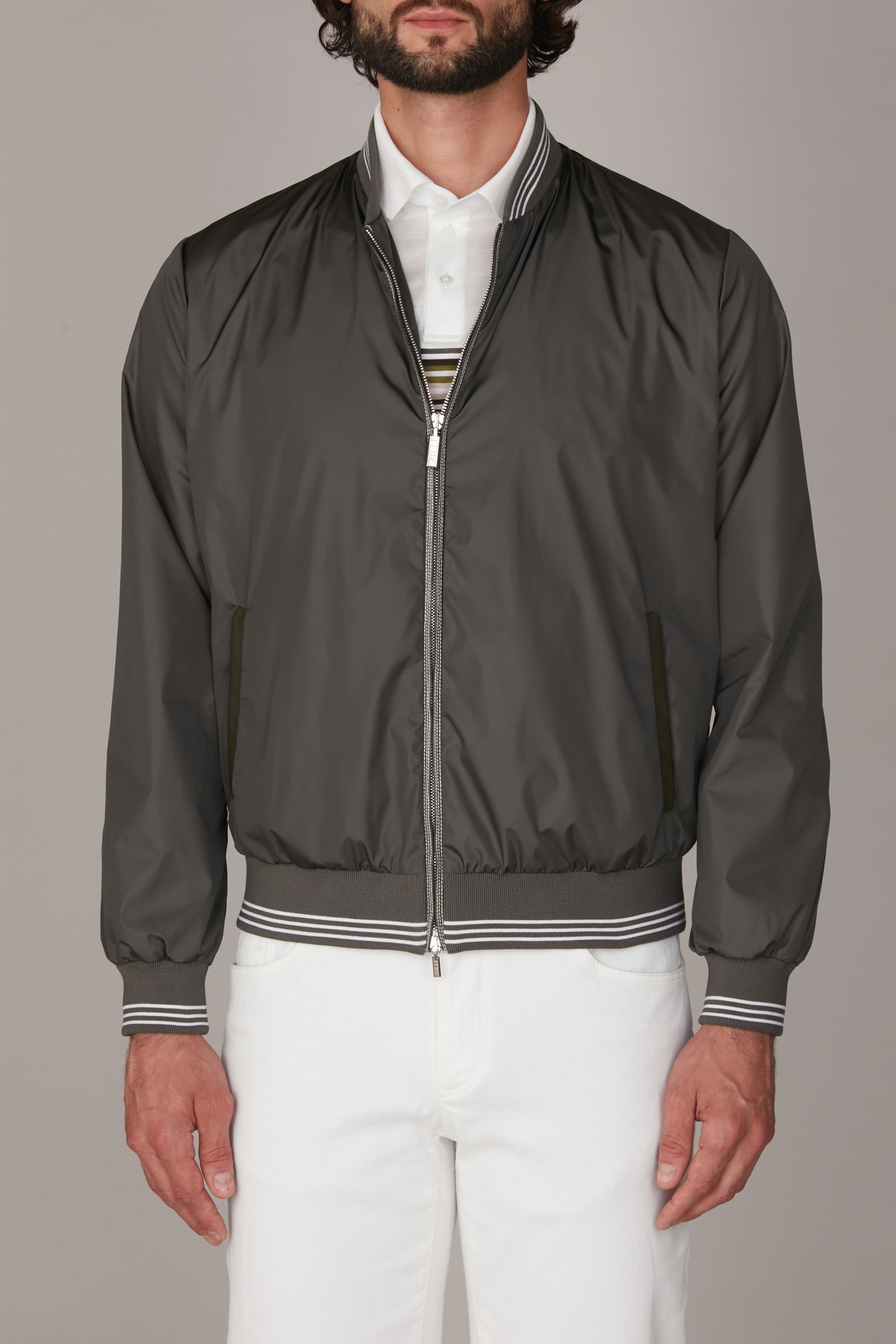 Bomber à col montant - Gris
