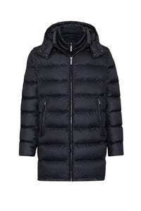 Long quilted hooded jacket - Black & Brown