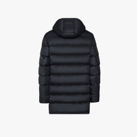 Long quilted hooded jacket - Black & Brown