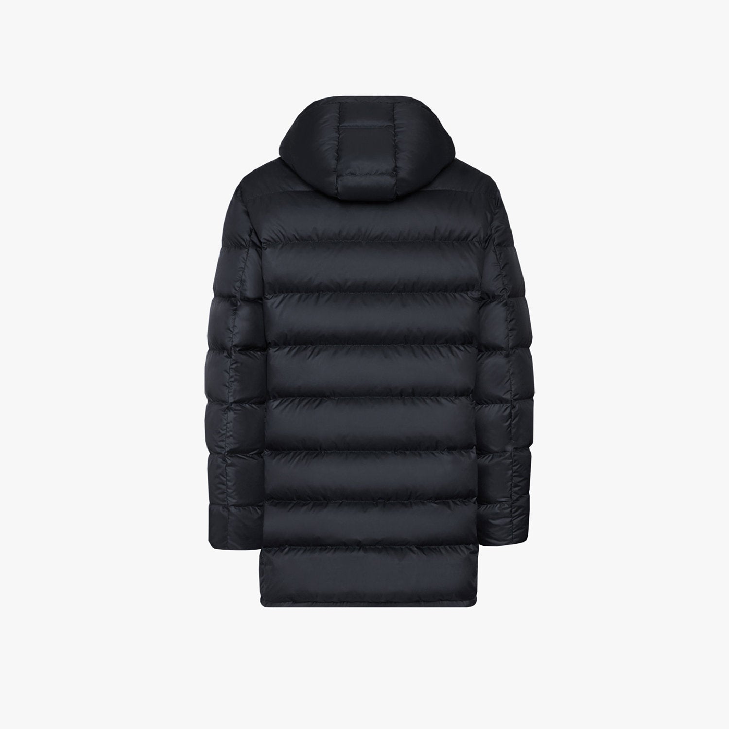 Long quilted hooded jacket - Black & Brown