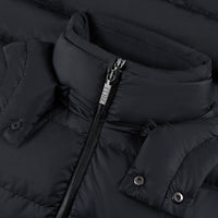 Long quilted hooded jacket - Black & Brown