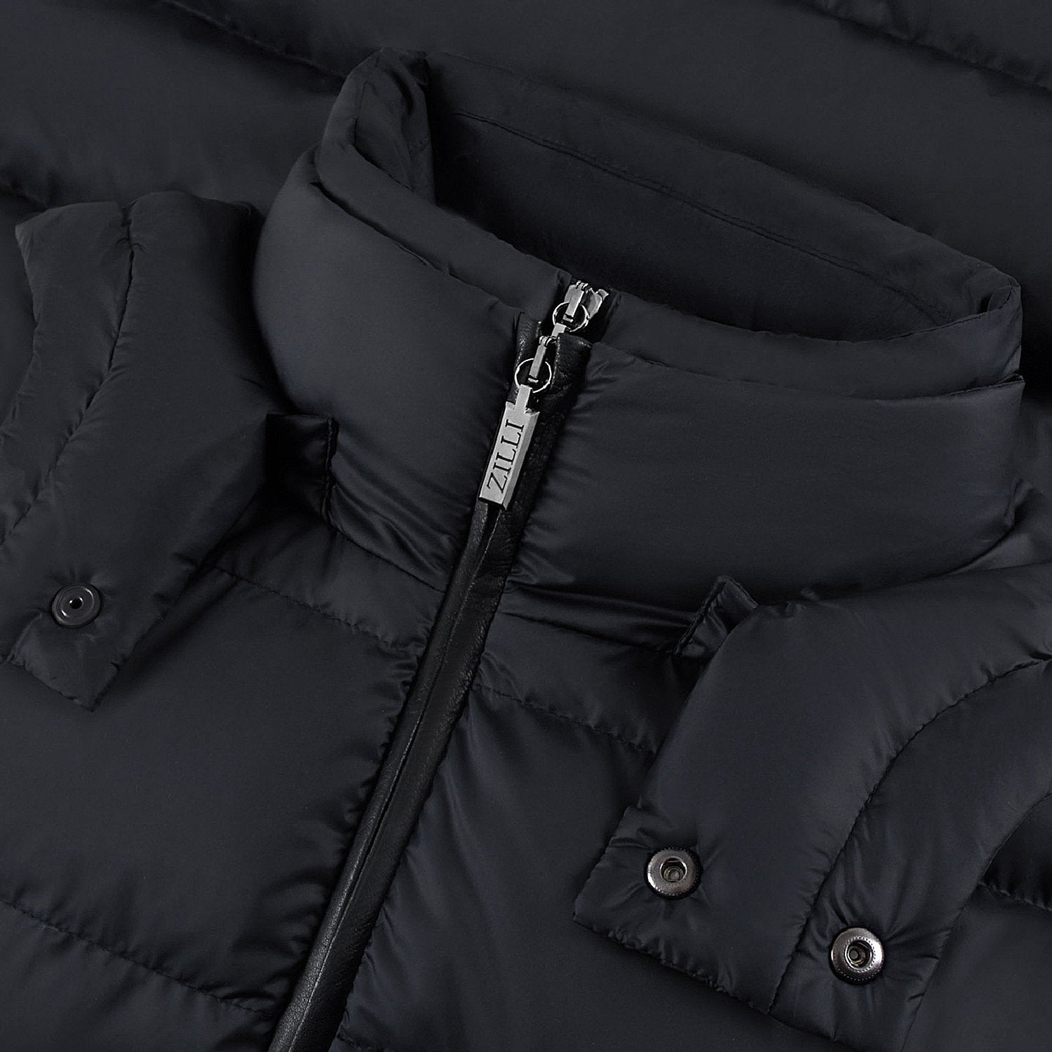 Long quilted hooded jacket - Black & Brown