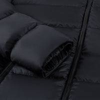 Long quilted hooded jacket - Black & Brown