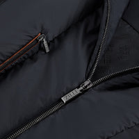 Long quilted hooded jacket - Black & Brown