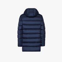 Doudoune longue matelassée à capuche - Bleu