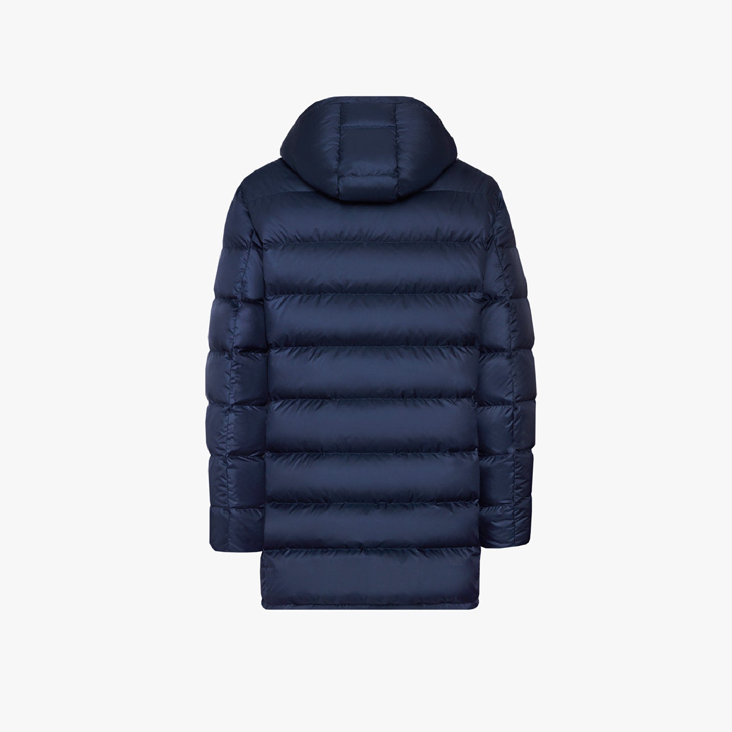 Doudoune longue matelassée à capuche - Bleu