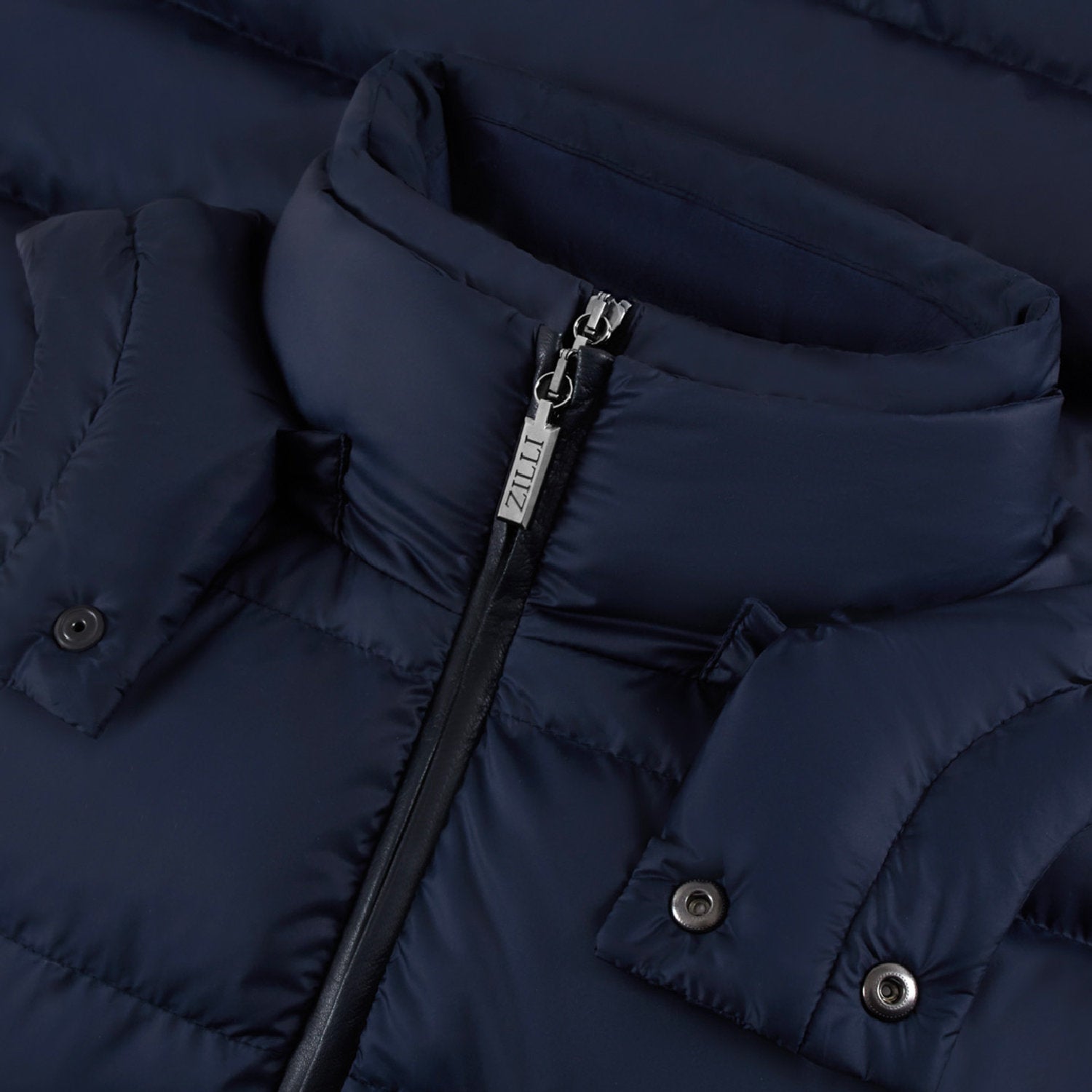 Doudoune longue matelassée à capuche - Bleu