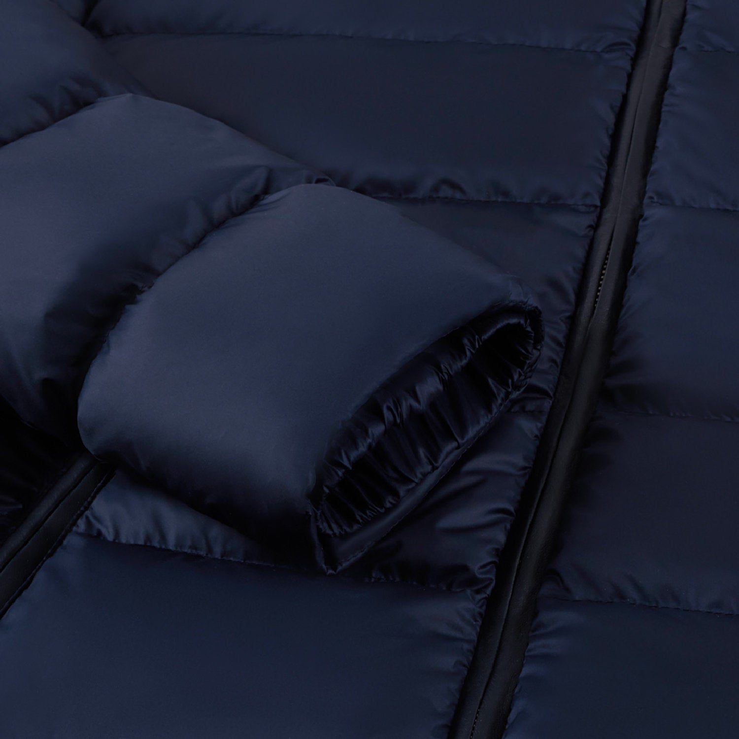 Doudoune longue matelassée à capuche - Bleu