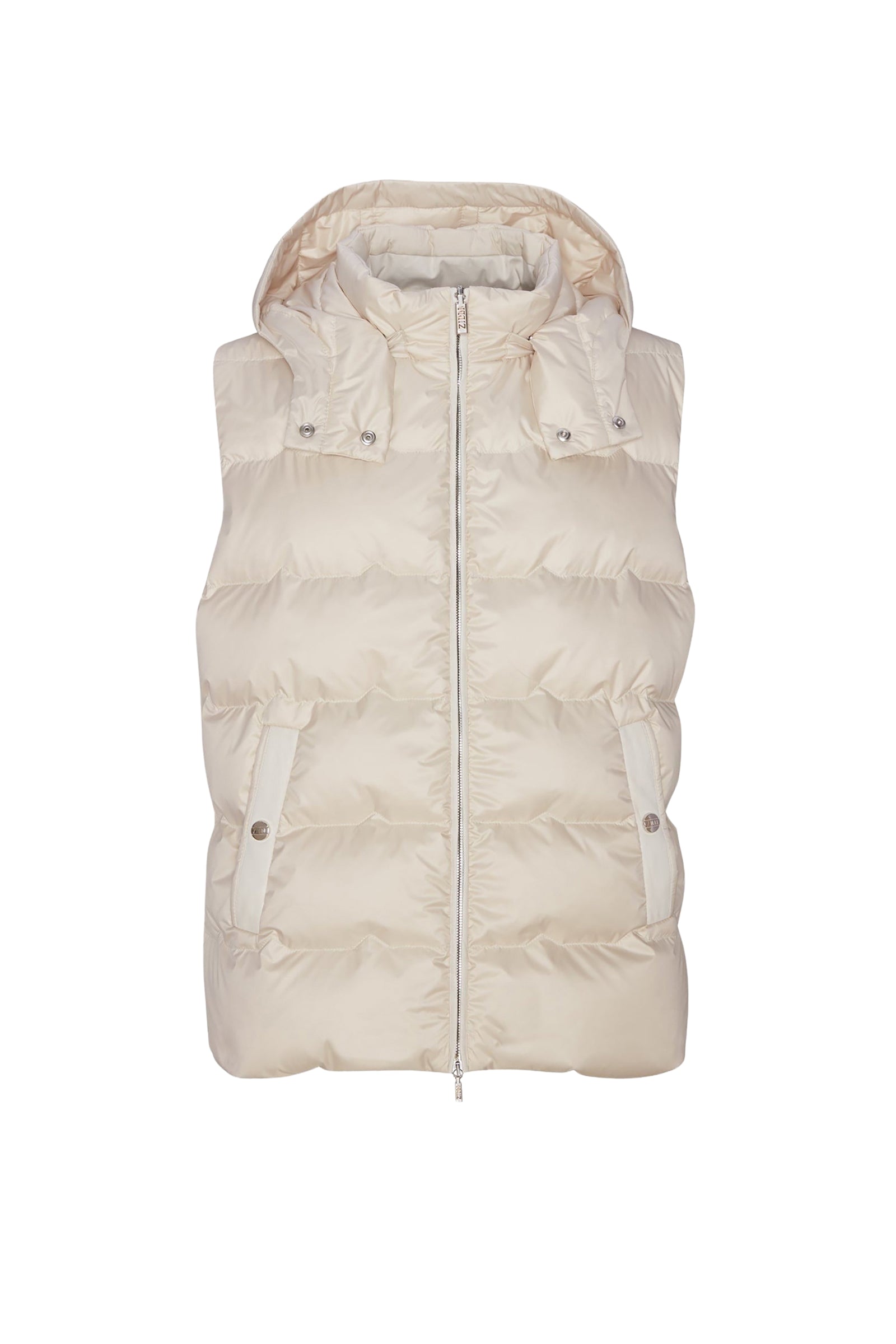 Quilted sleeveless padded jacket - Beige