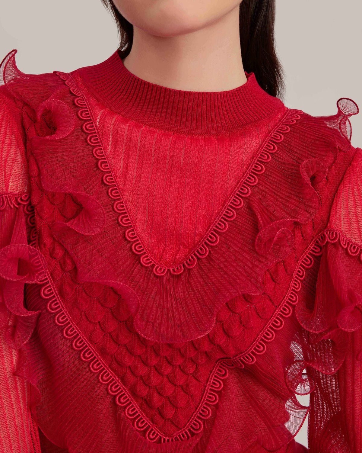 Pull Oeuvre à manches longues - Poppy Red