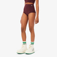 Piqué high-waist briefs - Expresso