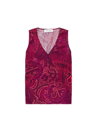 Blouse sans manches à motif jacquard - Grenat