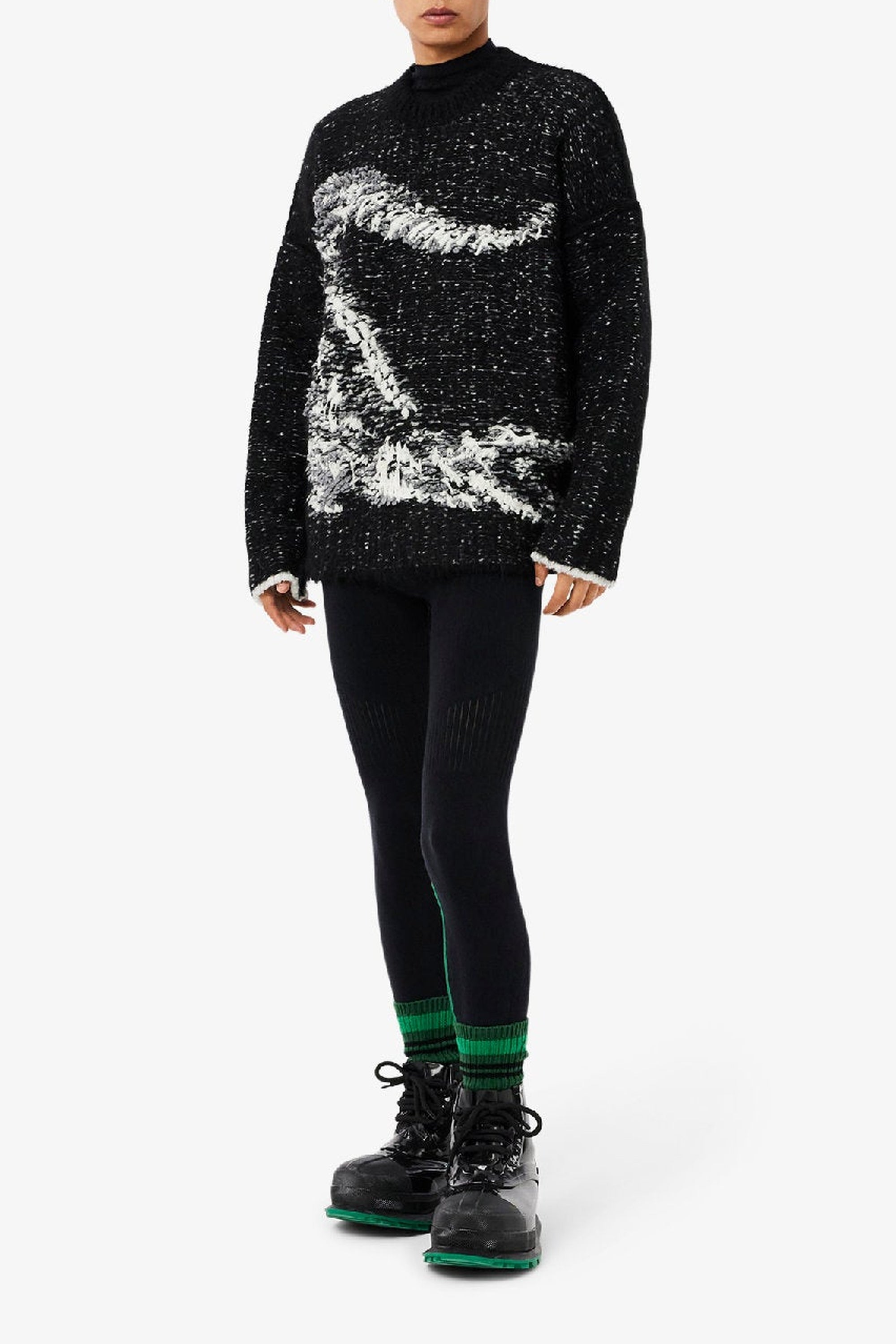 Legging avec logo en laine - Noir