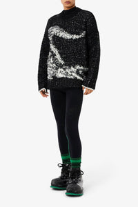 Legging avec logo en laine - Noir