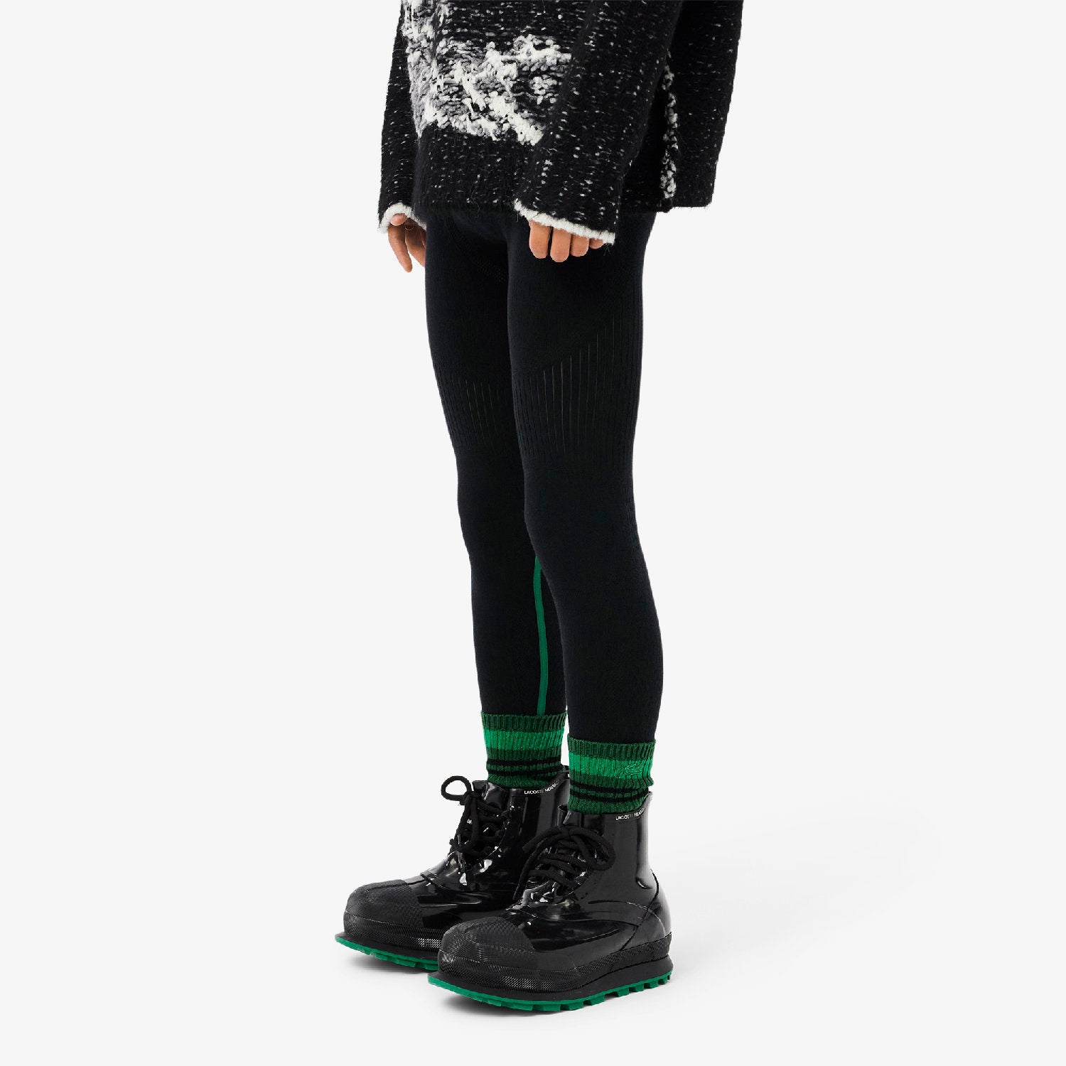 Legging avec logo en laine - Noir