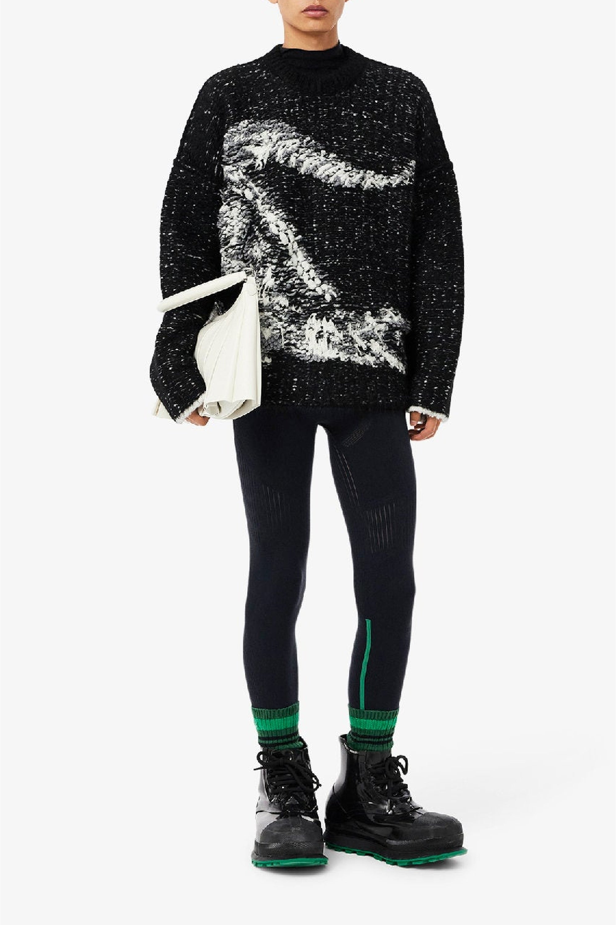 Legging avec logo en laine - Noir
