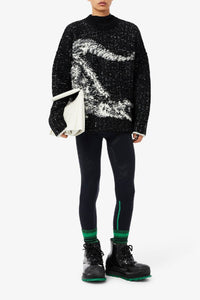 Legging avec logo en laine - Noir