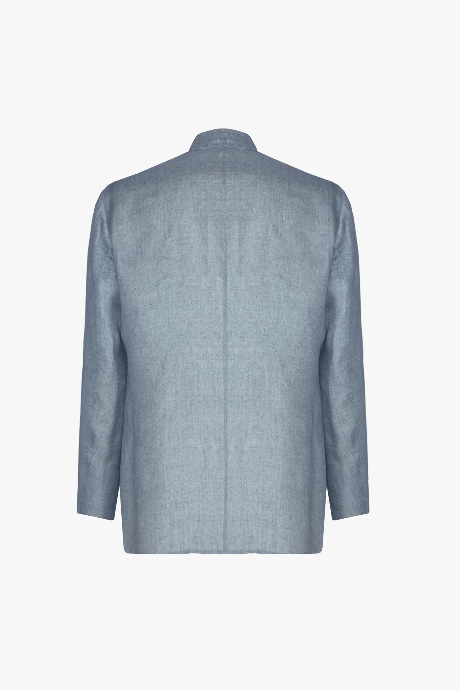 Blazer à surpiqûres en lin - Bleu & Beige
