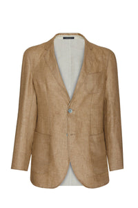 Blazer à tissage texturé en lin - Camel