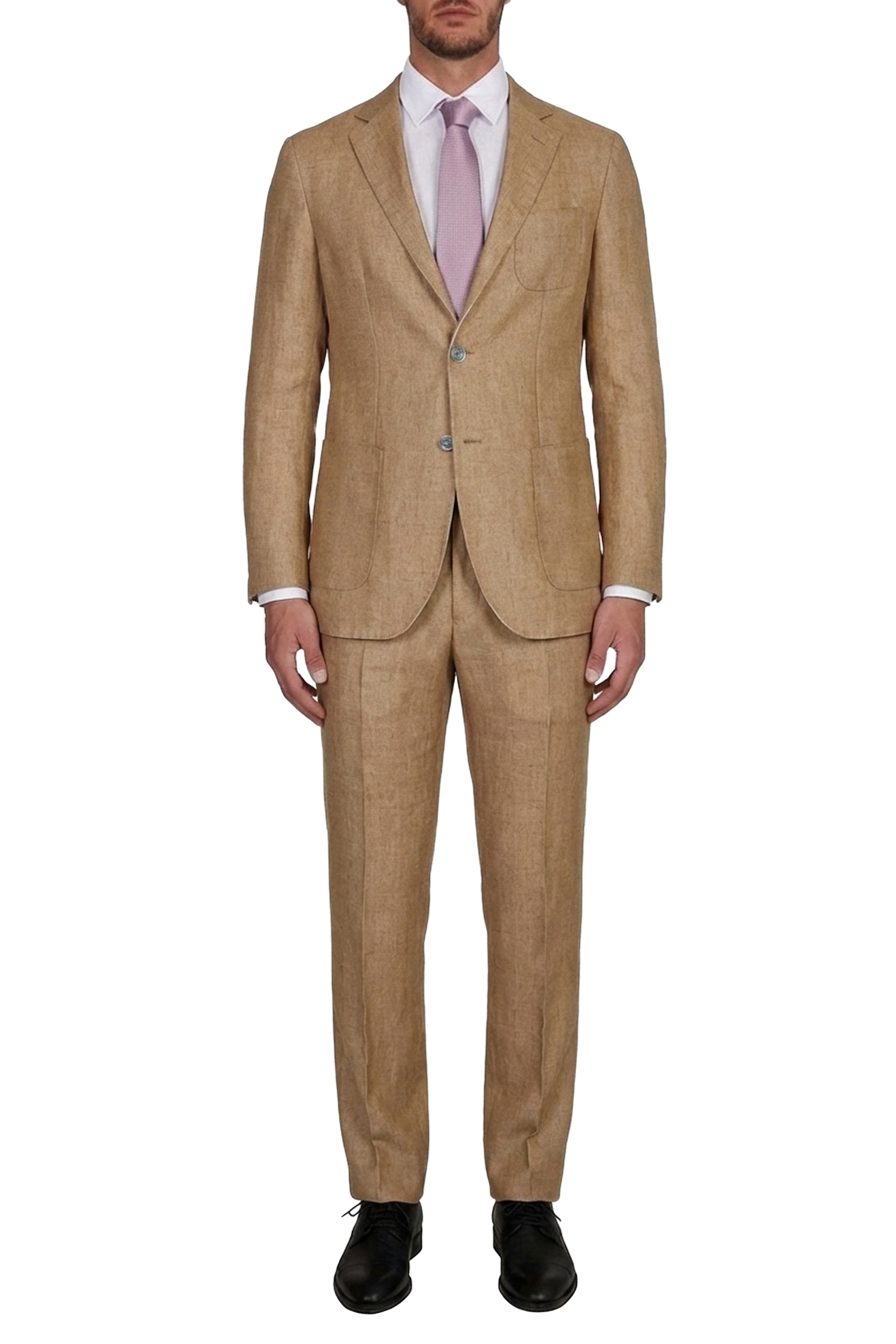 Blazer à tissage texturé en lin - Camel