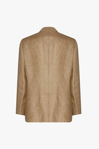 Blazer à tissage texturé en lin - Camel