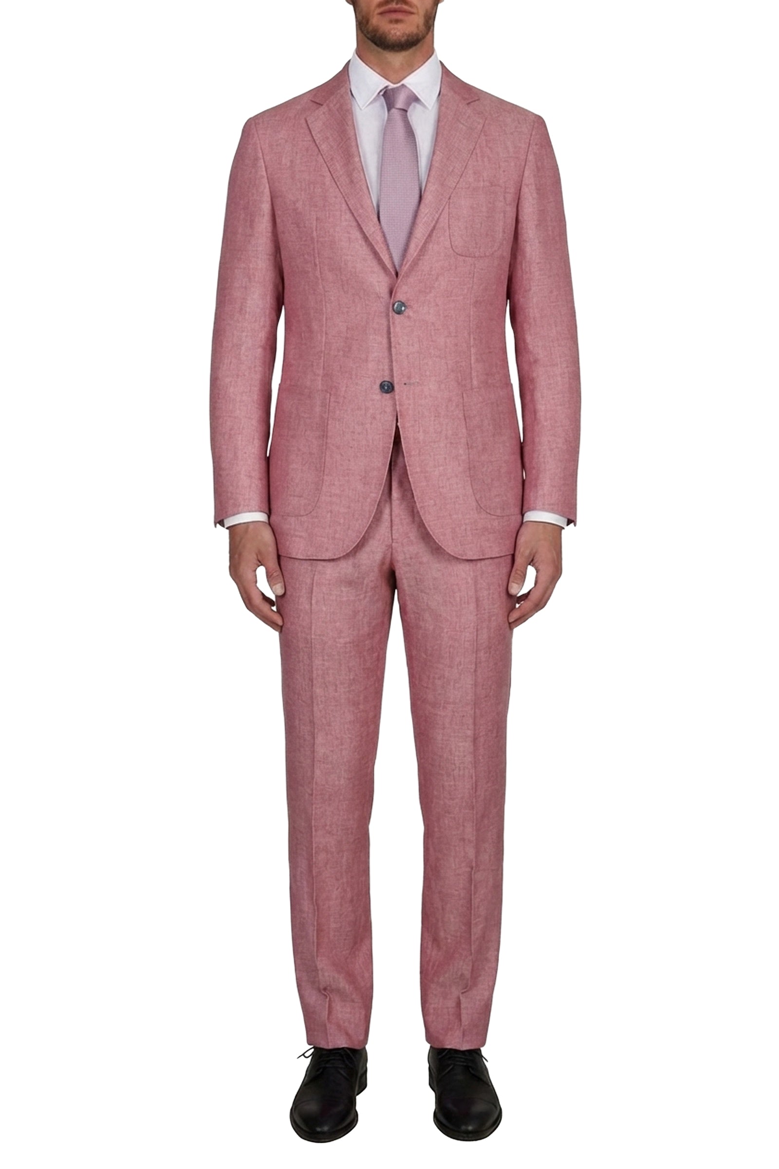 Blazer à surpiqûres en lin - Rose