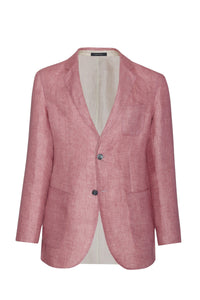 Blazer à surpiqûres en lin - Rose